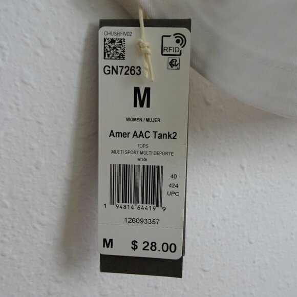 Adidas Tank Top Women's Medium White Work Out Exercise Loose Fit Flag American - Picture 7 of 7
